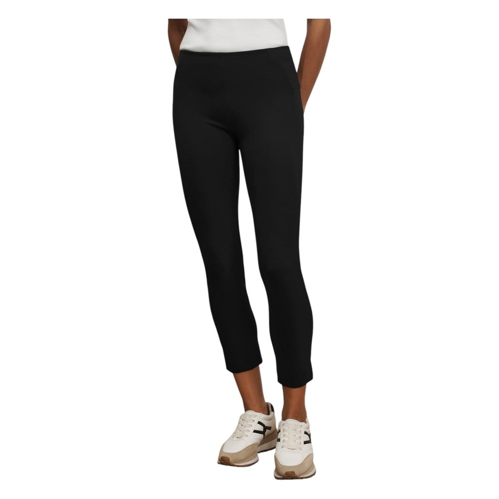 Veronica Beard Scuba Slim Fit Black  Cropped Pants Quiet Luxury Career Size 4